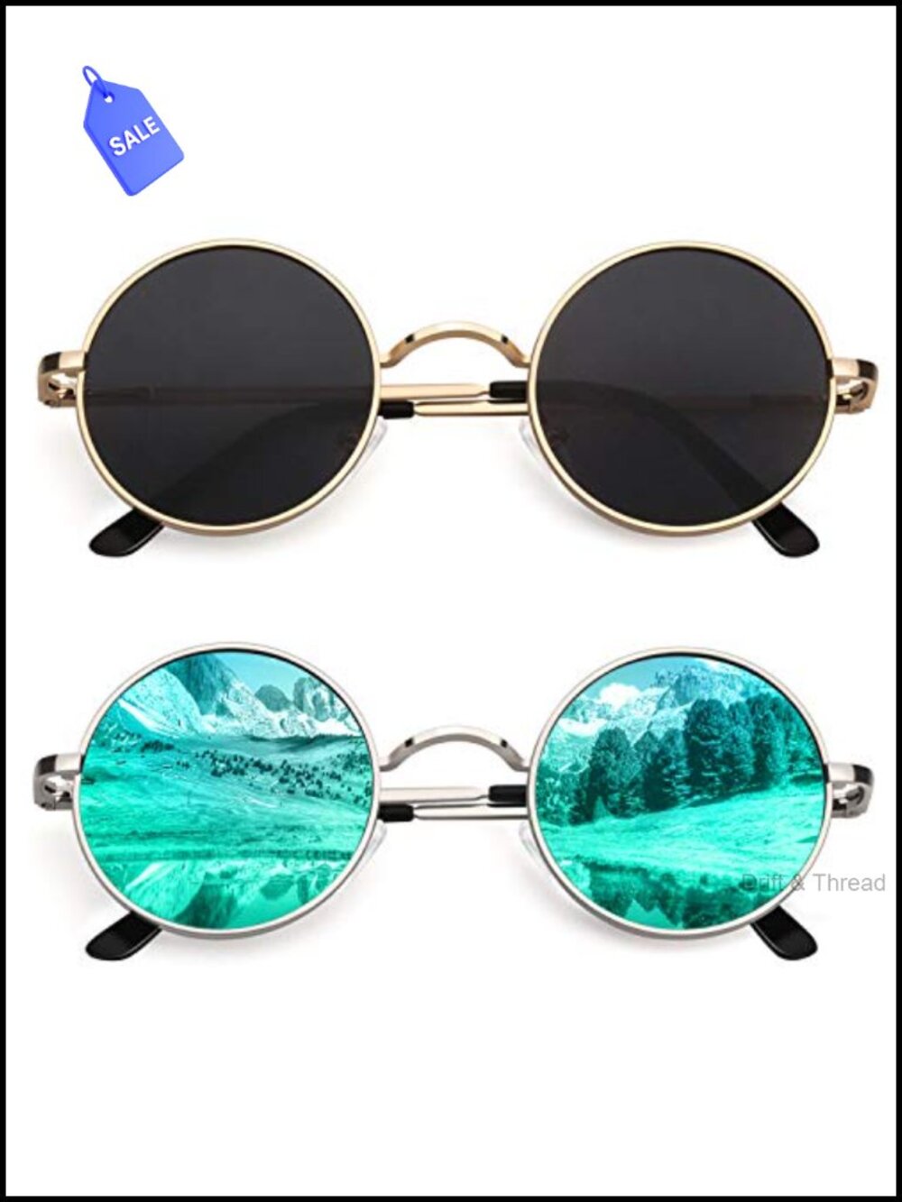 Retro Round Polarized Sunglasses Metal Alloy Frame UV400 Unisex